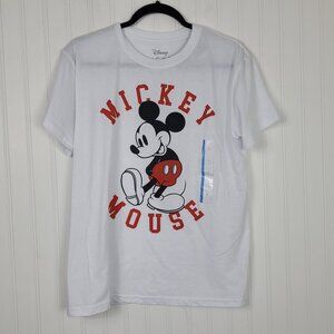 Disney Mickey Mouse White Graphic T-Shirt NWT SZ Large/runs Small Fits Medium